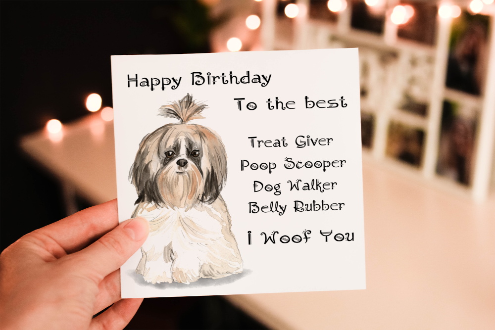 Shih Tzu Dog Birthday Card, Dog Birthday Card